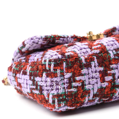 Chanel Tweed Quilted Medium Chanel 19 Flap Red Purple Green 6 of 11