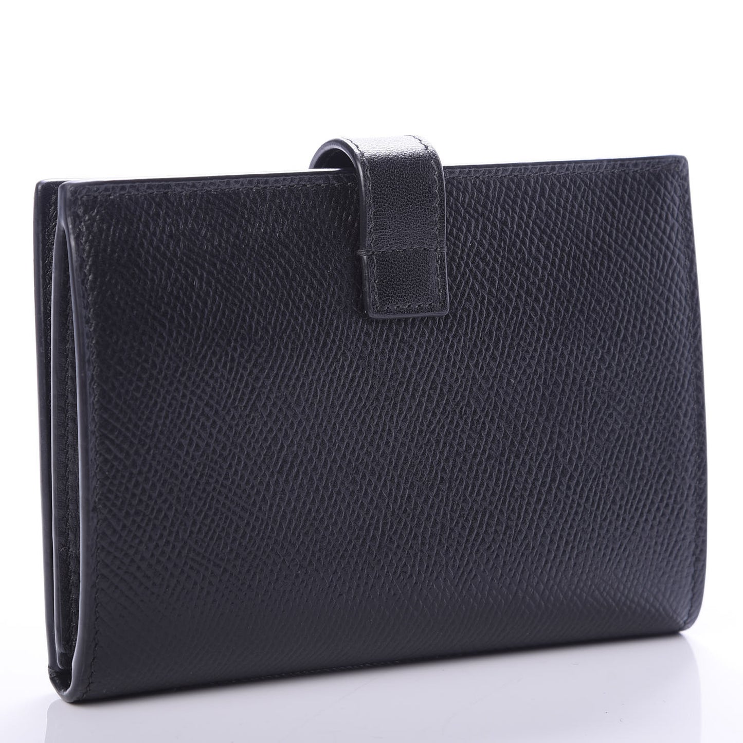 Grained Calfskin Medium Multifunction Strap Wallet Black