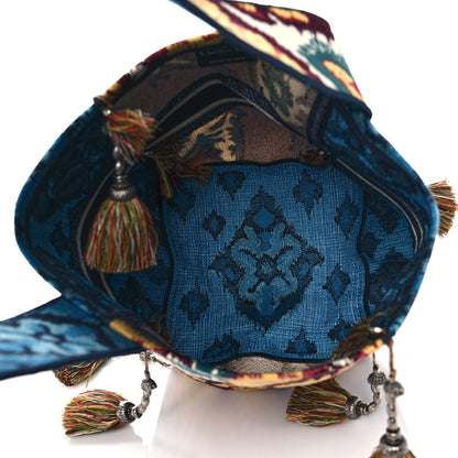 Christian Dior Canvas Embroidered Paisley D-Bubble Bucket Bag Blue Multicolor 5 of 11