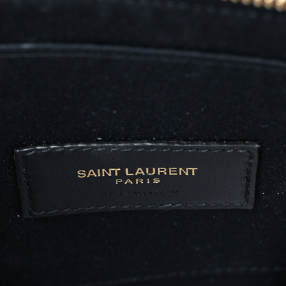 Saint Laurent Grain De Poudre Chevron Monogram Large Bill Pouch Black 6 of 9