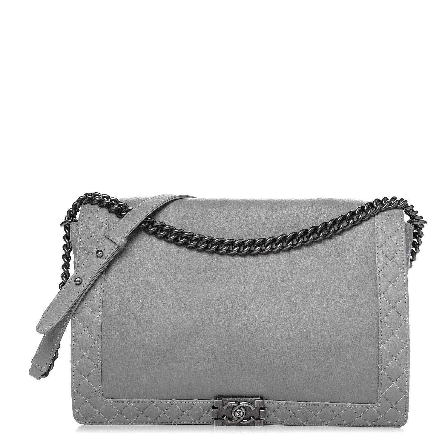 Chanel Calfskin Large Boy Reverso Flap Grey 1 of 9