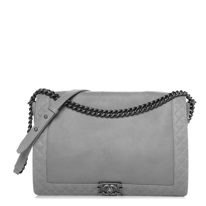 Chanel Calfskin Large Boy Reverso Flap Grey 1 of 9