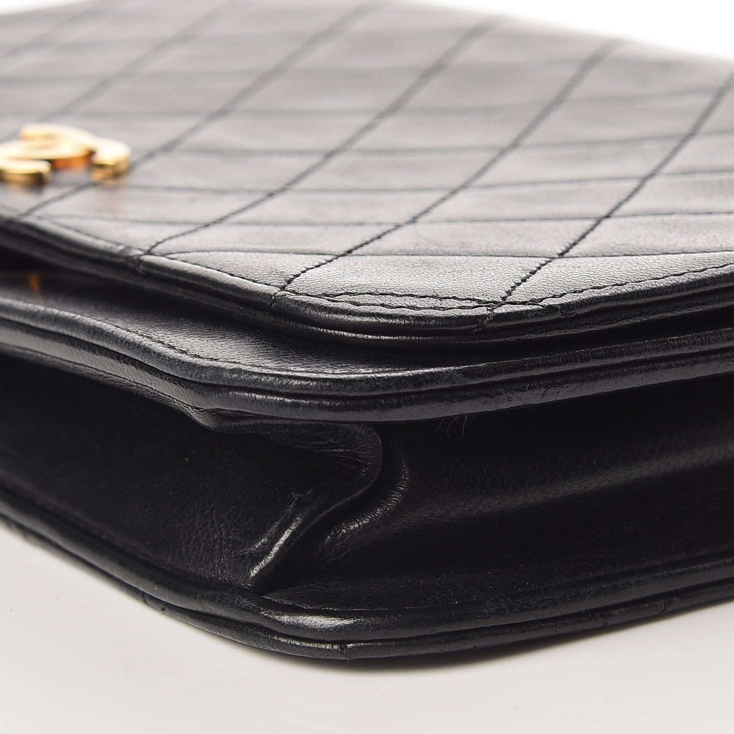 Lambskin Quilted Small Single Flap Black