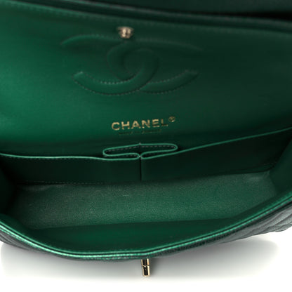 Chanel Metallic Caviar Quilted Medium Double Flap Green 5 of 11