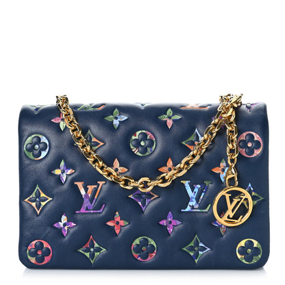 Louis Vuitton Lambskin Embossed Monogram LV Garden Pochette Coussin Navy 1 of 9