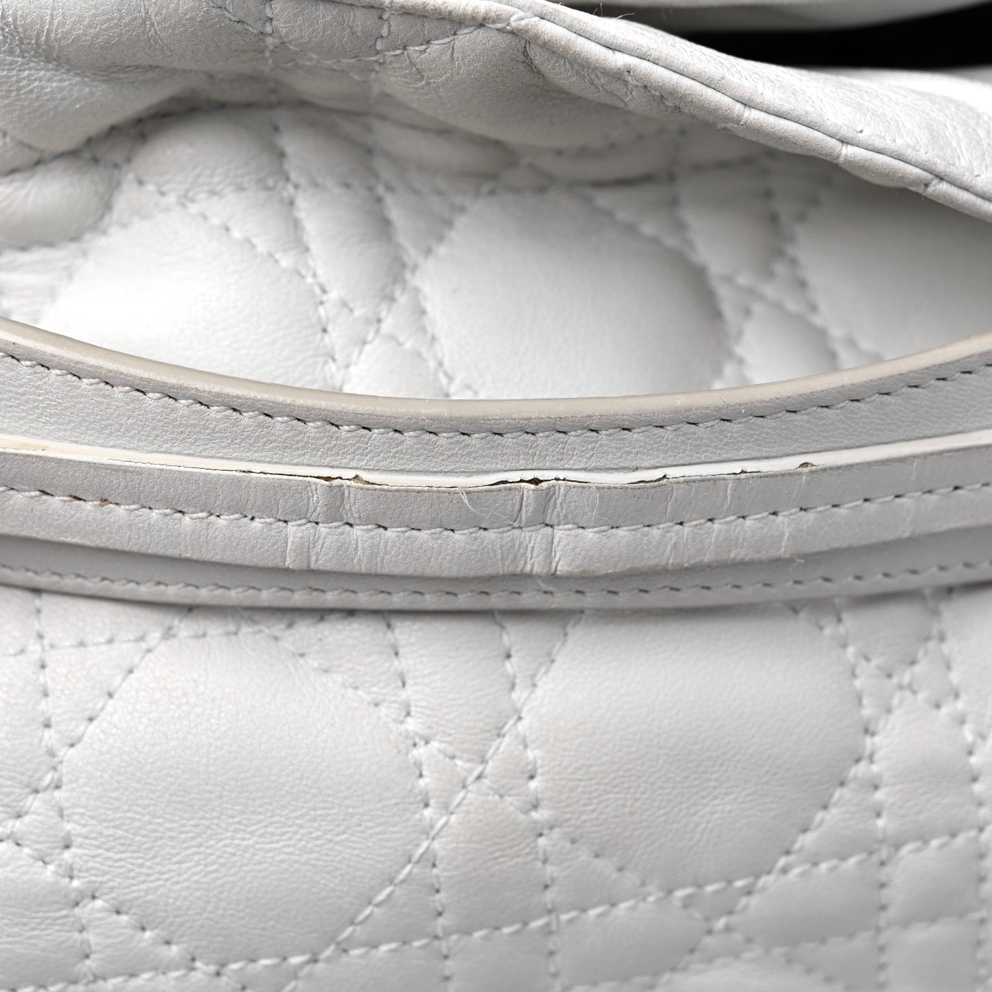 Lambskin Cannage Small Dior Soft Hobo White