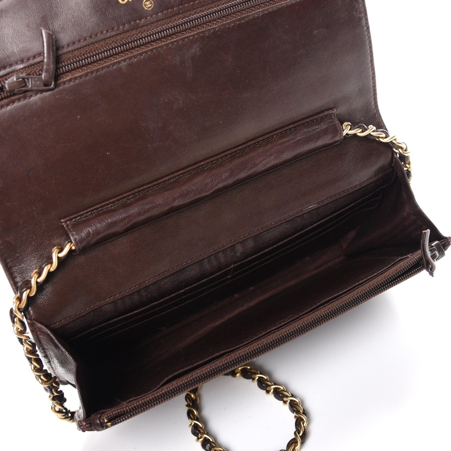 Chanel Caviar Timeless CC Wallet On Chain WOC Dark Brown 5 of 10