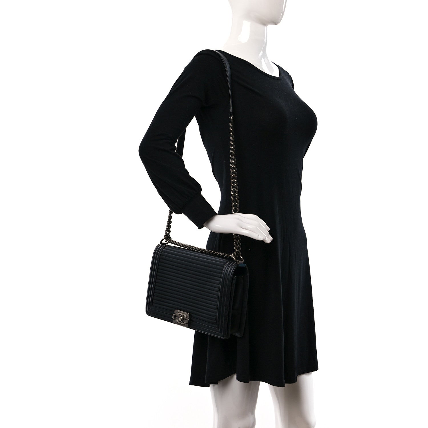 Chanel Calfskin Horizontal Quilted New Medium Boy Flap Black 2 of 10