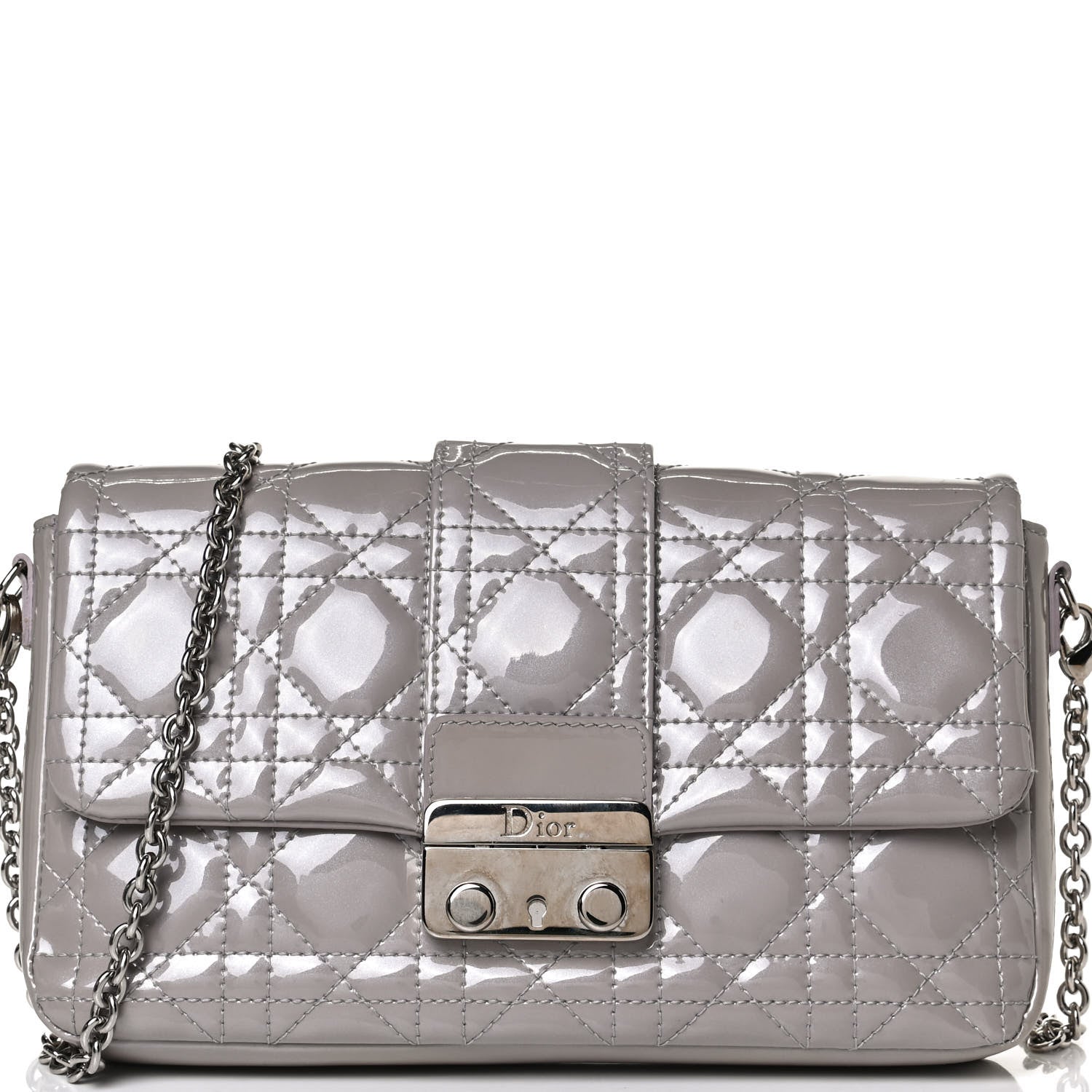 Christian Dior Patent Cannage New Lock Pouch Grey 8 of 13