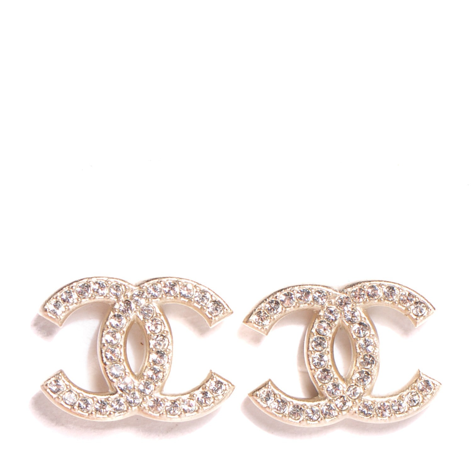 Chanel Crystal CC Earrings Light Gold 1 of 5