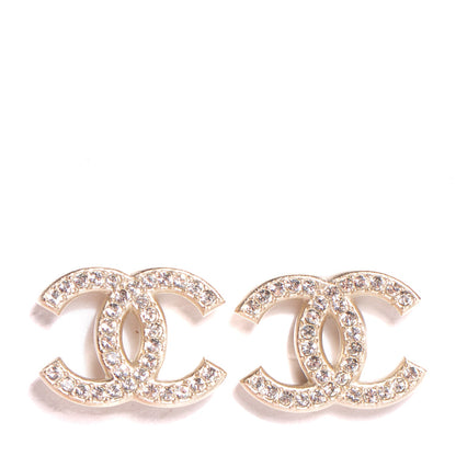 Chanel Crystal CC Earrings Light Gold 1 of 5