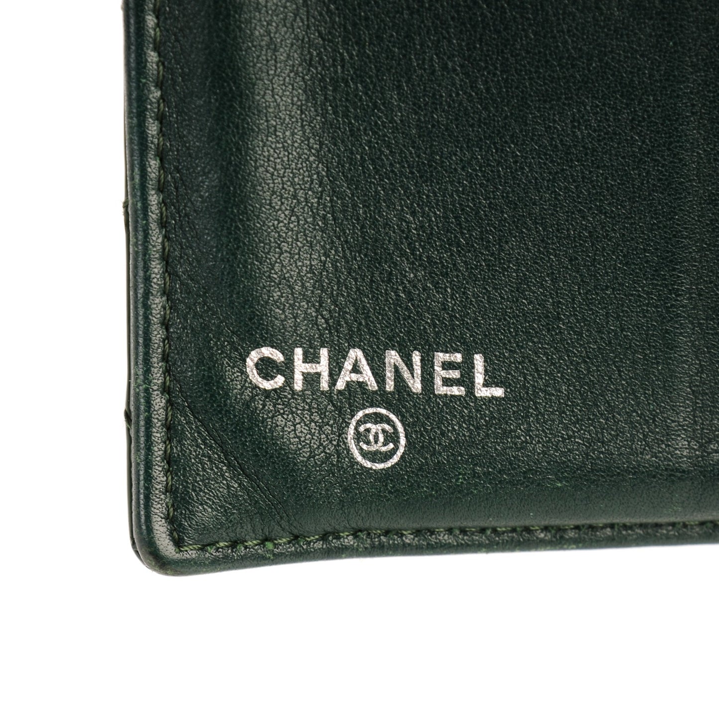 Patent Quilted Compact French Flap Wallet Dark Green