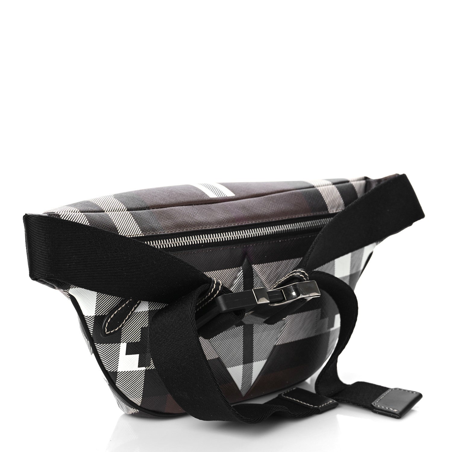Burberry E-canvas Geometric Check Bum Bag Dark Birch Brown White 3 of 9