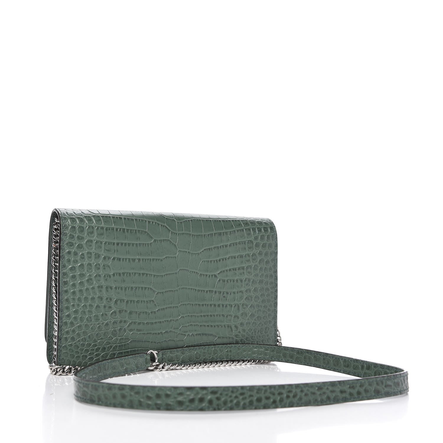 Jimmy Choo Calfskin Crocodile Embossed Palace Crossbody Green 3 of 10