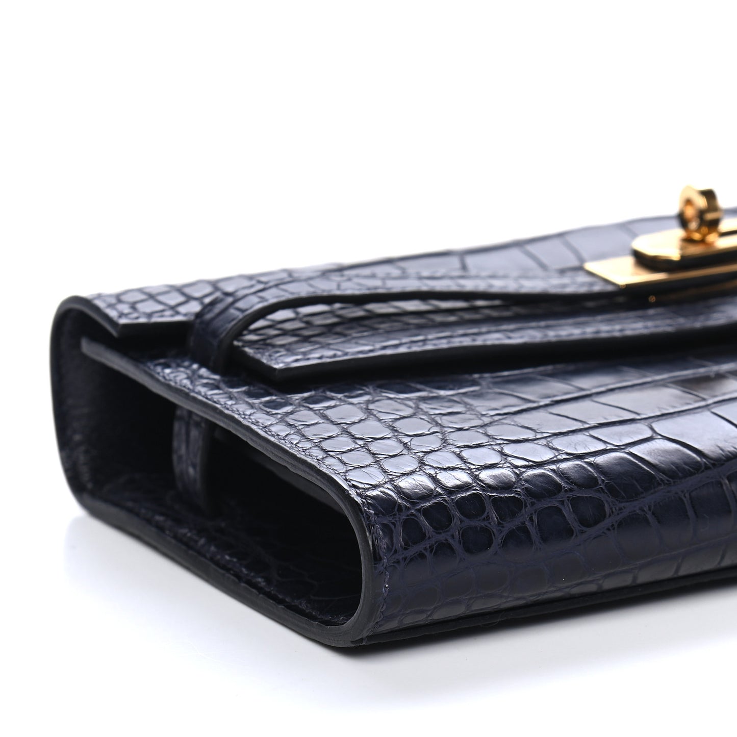 Matte Alligator Kelly Wallet To Go Bleu Indigo