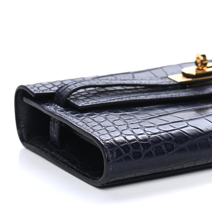Hermes Matte Alligator Kelly Wallet To Go Bleu Indigo 7 of 8