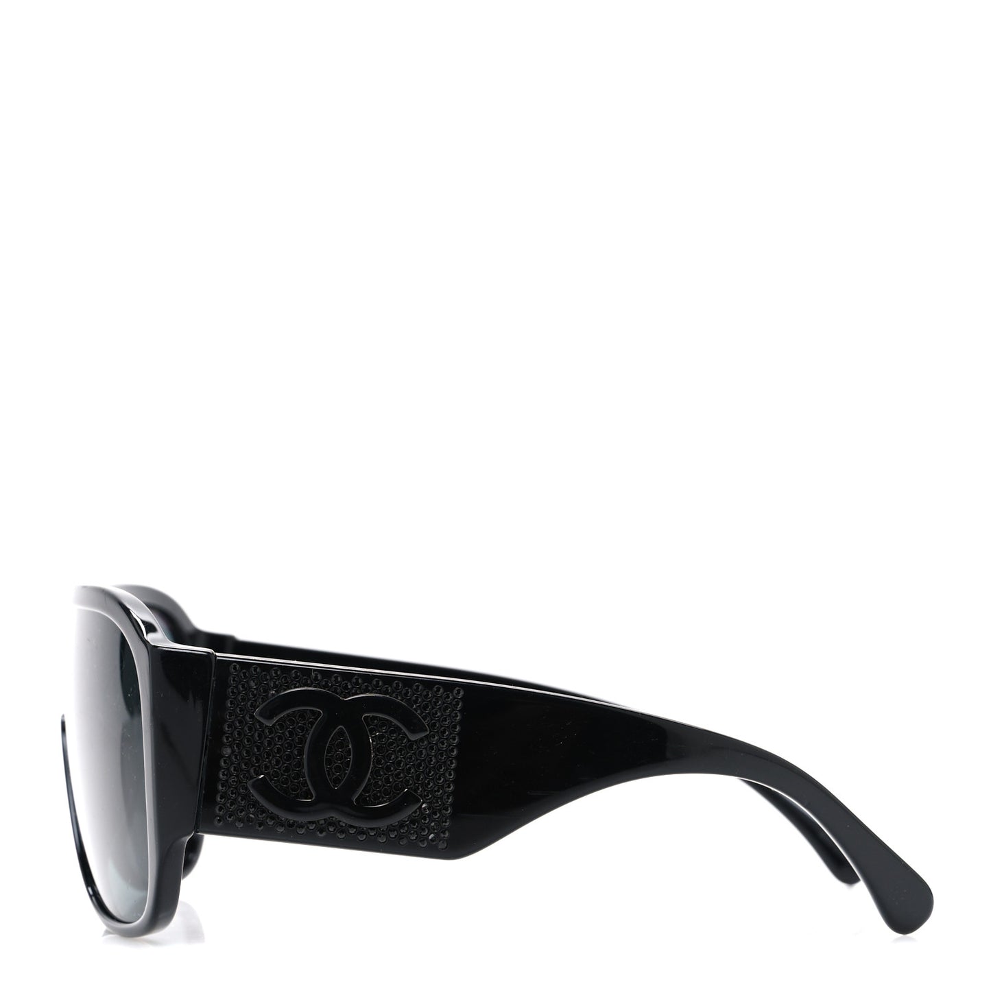 Acetate Crystal CC Shield Sunglasses 5466-B-A Black