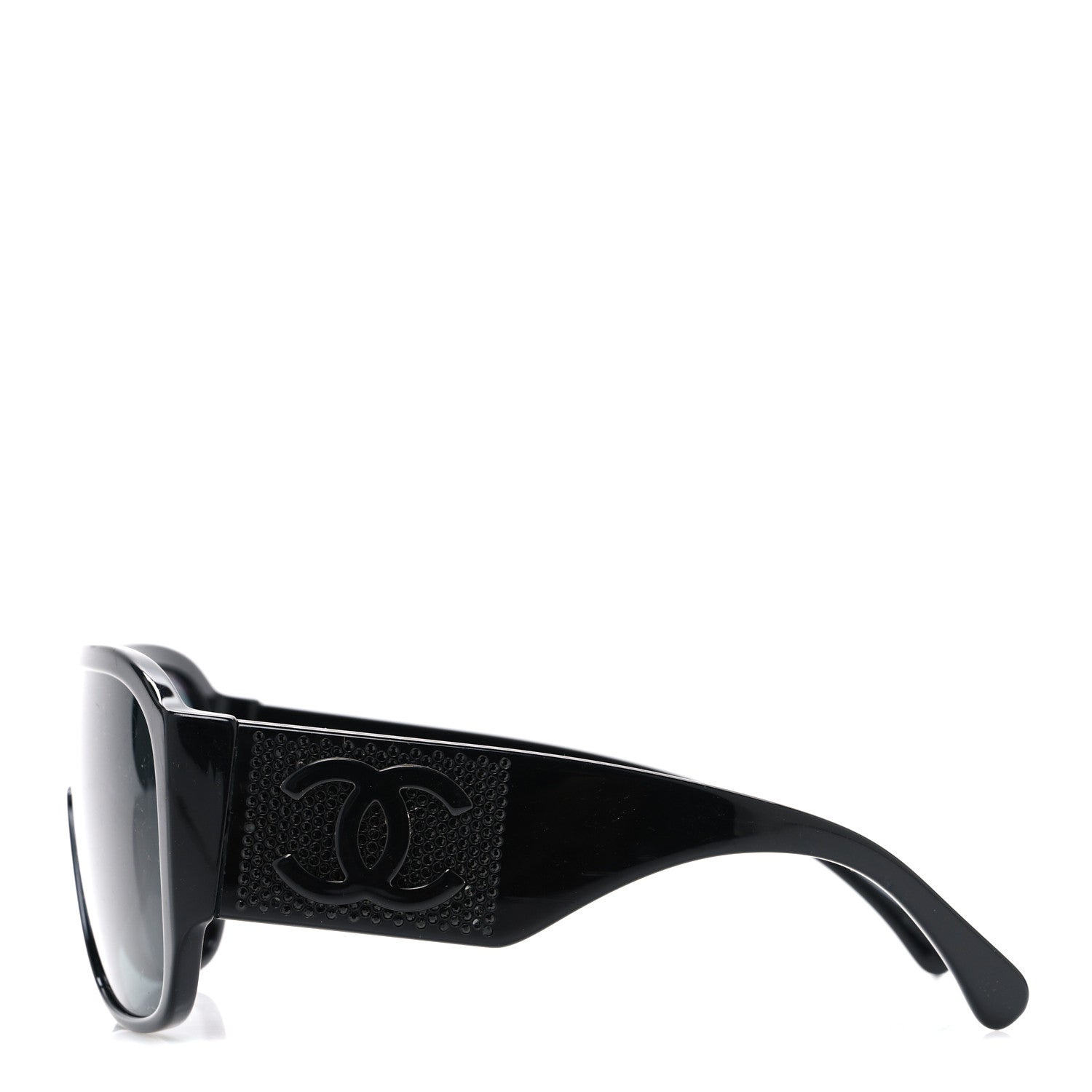 Chanel Acetate Crystal CC Shield Sunglasses 5466-B-A Black 3 of 7