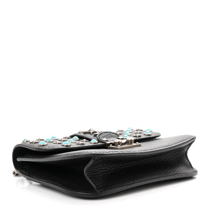 Valentino Garavani Pebbled Calfskin Star Studded Small Lock Flap Black 4 of 9