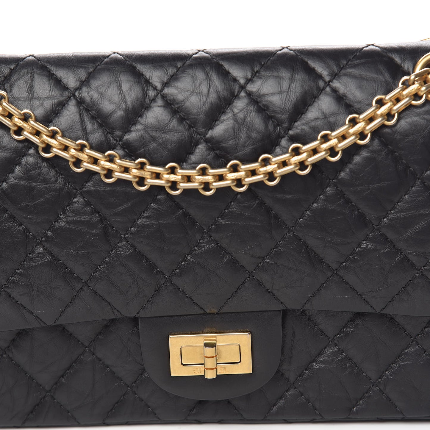 Aged Calfskin Quilted 2.55 Reissue 225 Flap Black