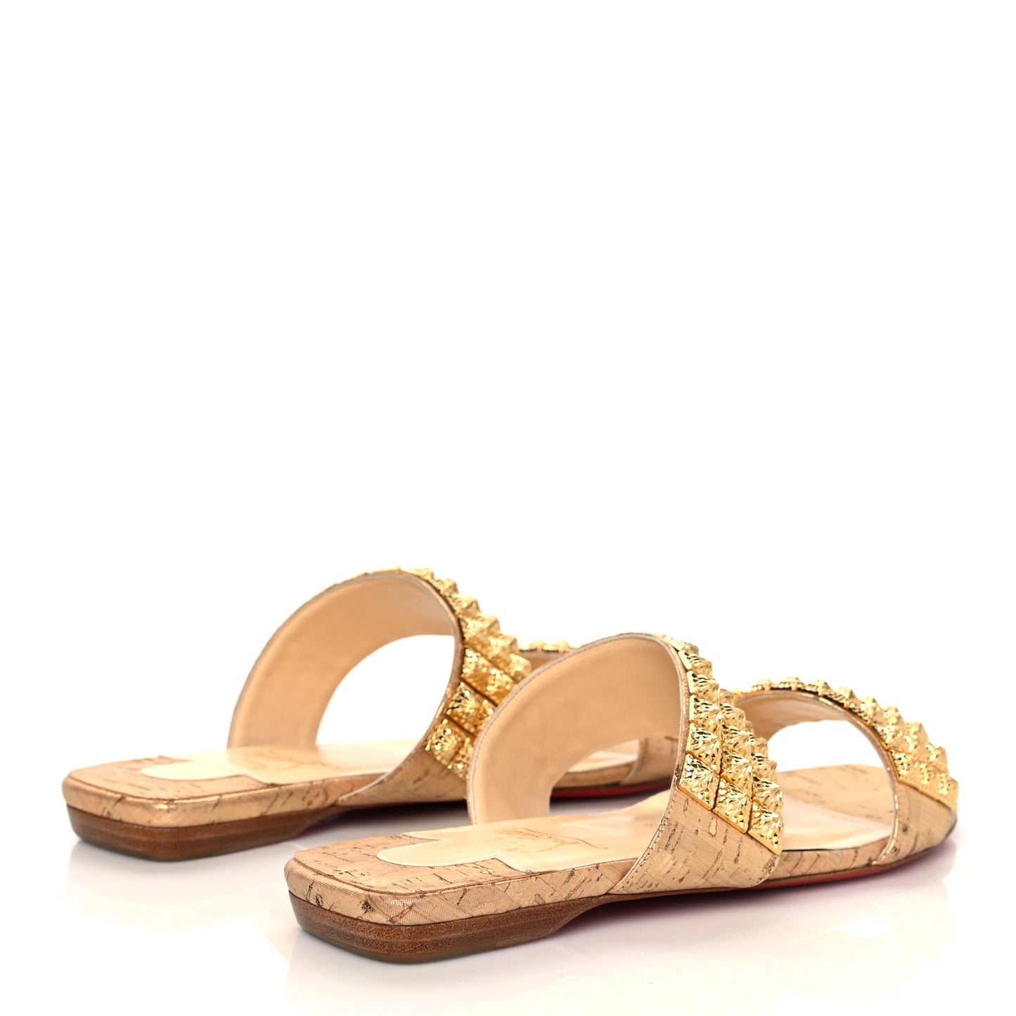 Liege Pepite Studded Myriadiam Flat Slide Sandals 38 Gold