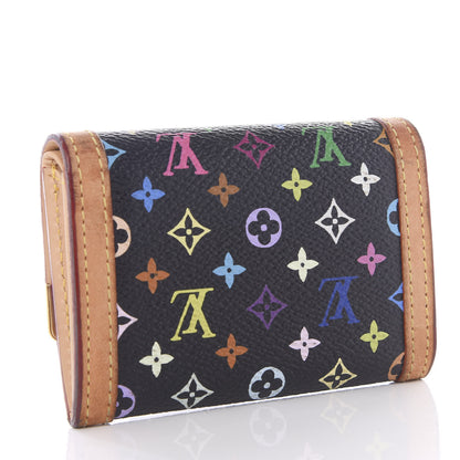 Louis Vuitton Monogram Multicolor Porte-Monnaie Plat Coin Purse Black 2 of 7
