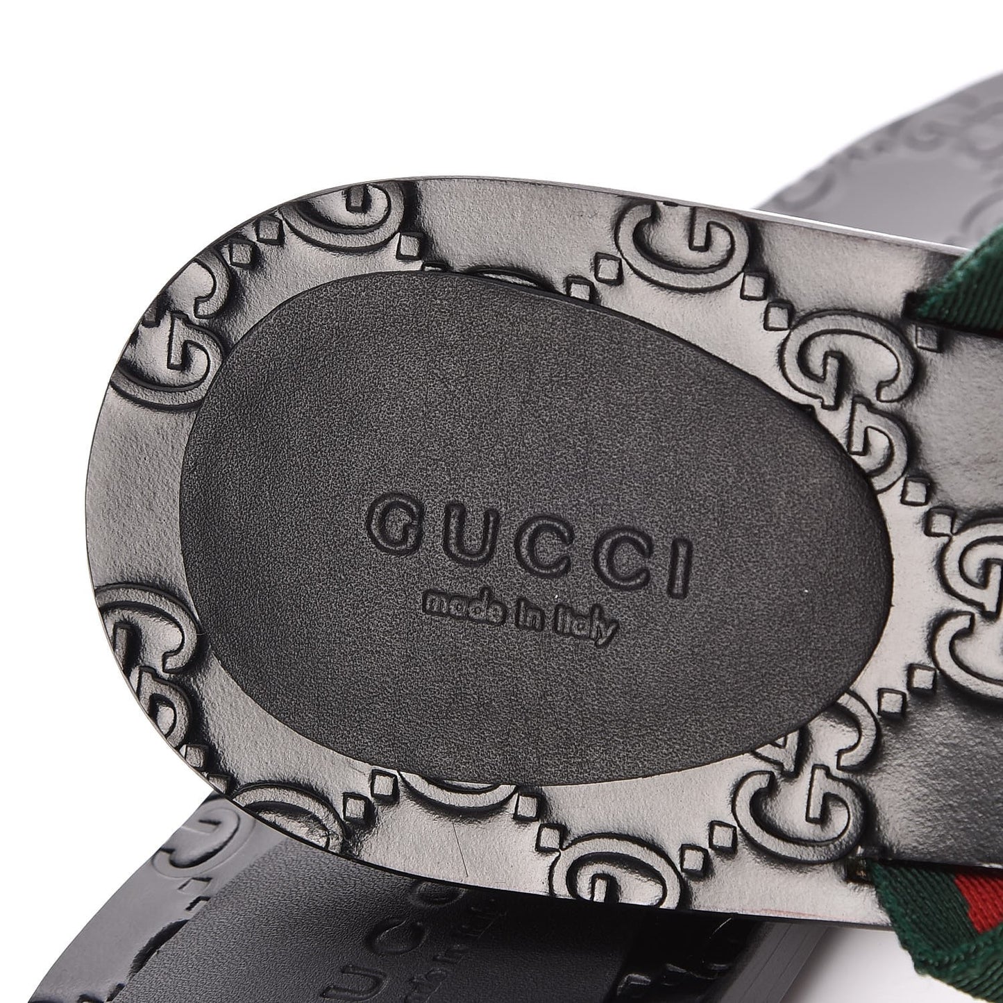 Nylon Guccissima Web Womens Thong Sandals 38 Green Red Black