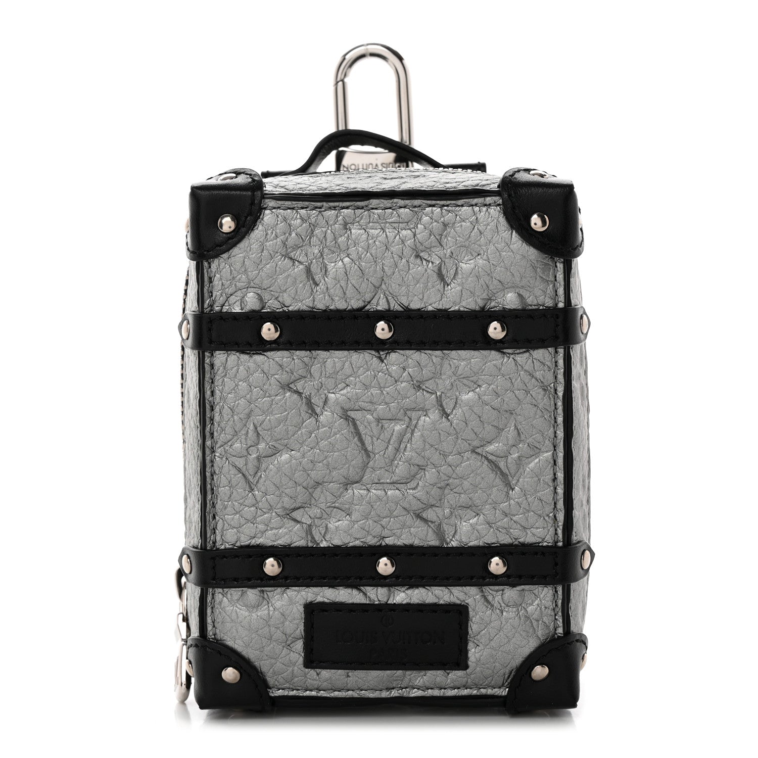 Louis Vuitton Monogram Taurillon Soft Trunk Backpack Pouch Bag Charm Key Ring Silver 1 of 5