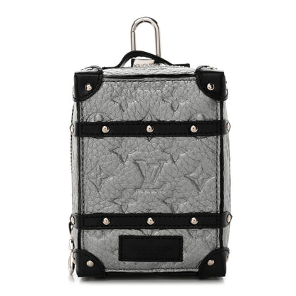Louis Vuitton Monogram Taurillon Soft Trunk Backpack Pouch Bag Charm Key Ring Silver 1 of 5