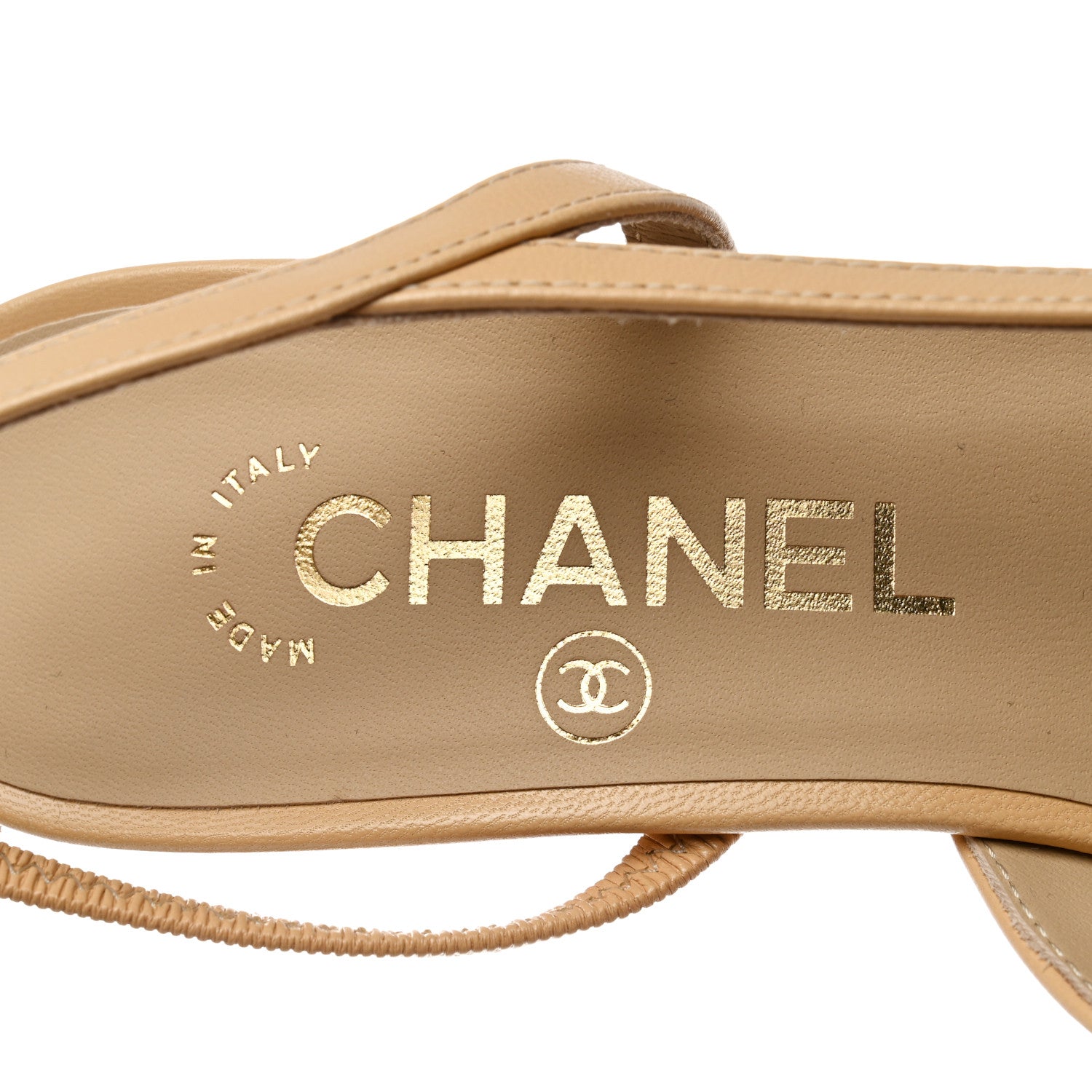 Chanel Goatskin Grosgrain Cap Toe CC Slingback Pumps 36.5 Beige Black 7 of 9