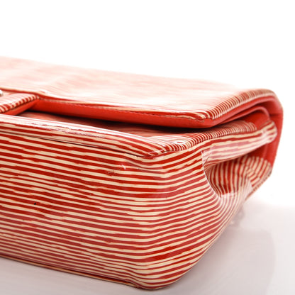 Chanel Patent Calfskin Striped Medium Double Flap Red 12 of 12