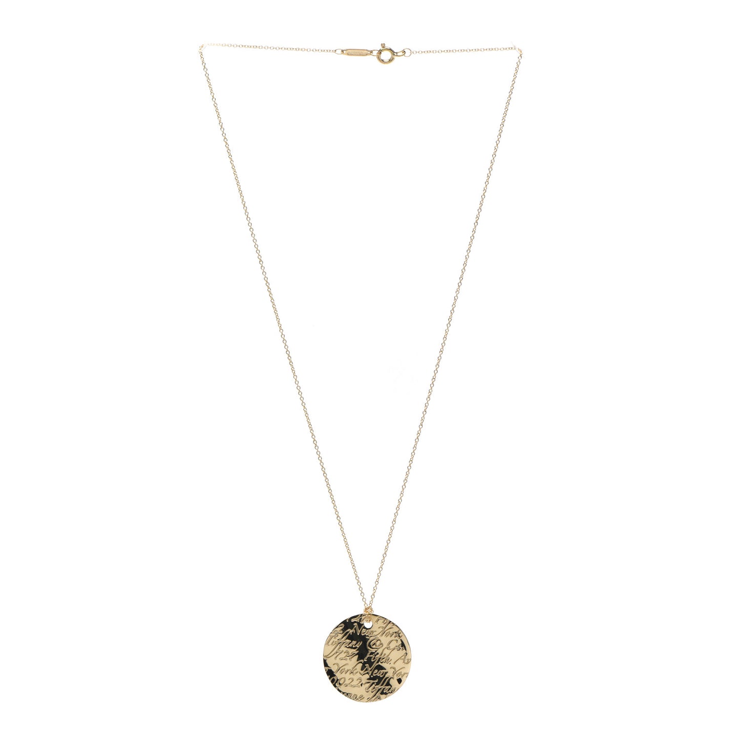 18K Yellow Gold Notes Round Pendant Necklace