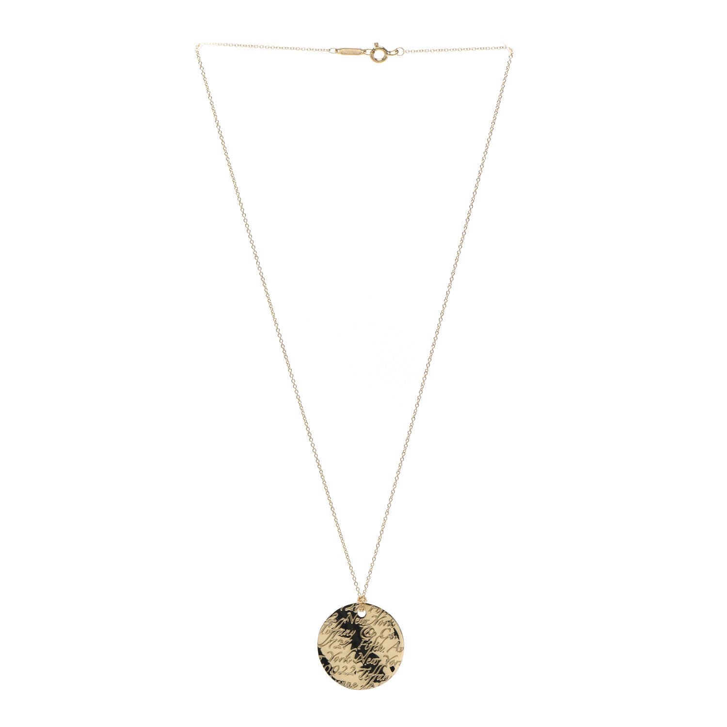 Tiffany 18K Yellow Gold Notes Round Pendant Necklace 3 of 5
