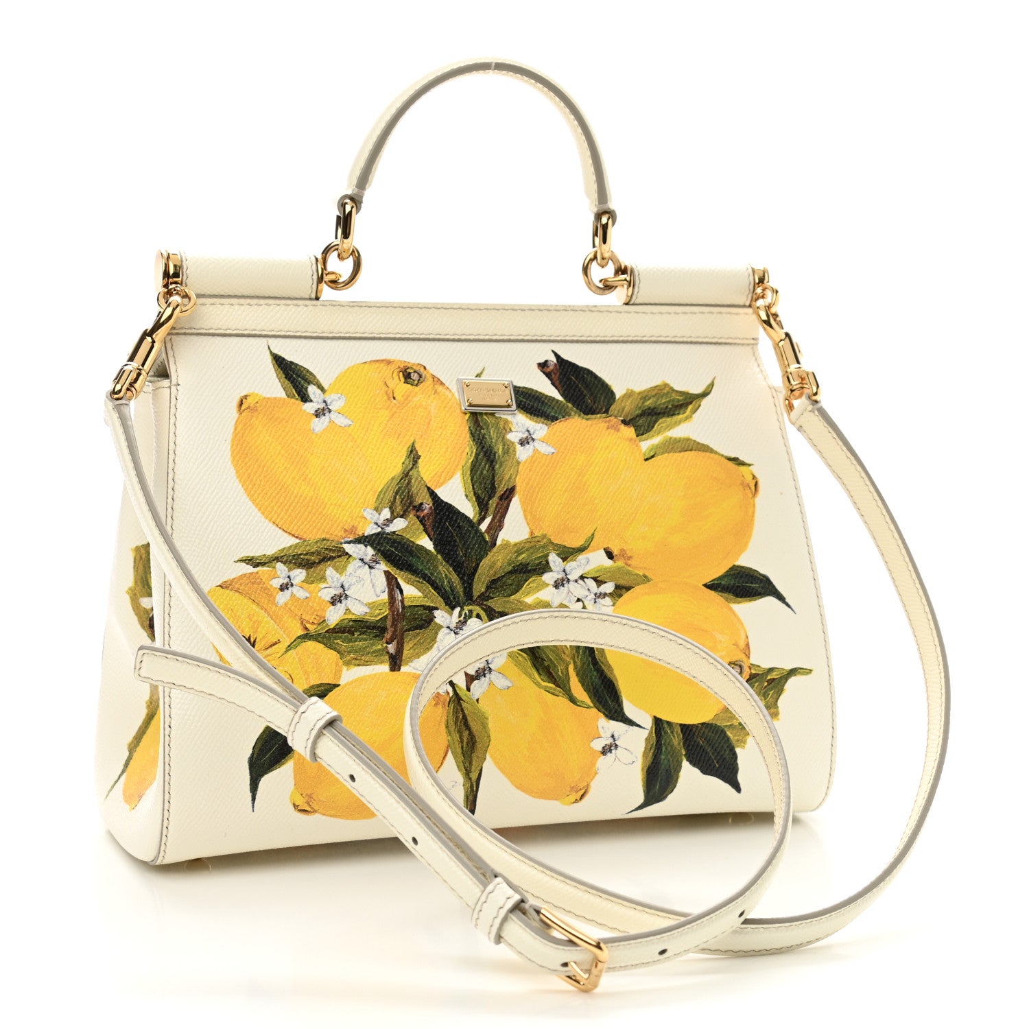 Dolce & Gabbana Dauphine Lemon Print Medium Miss Sicily Satchel White 3 of 14