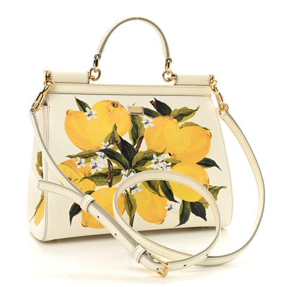 Dolce & Gabbana Dauphine Lemon Print Medium Miss Sicily Satchel White 3 of 14