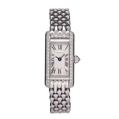 Cartier 18K White Gold Diamond 14mm Mini Tank Louis Quartz Watch 1 of 8