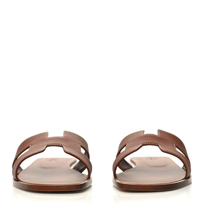 Hermes Box Calfskin Oran Sandals 41 Gold 2 of 8