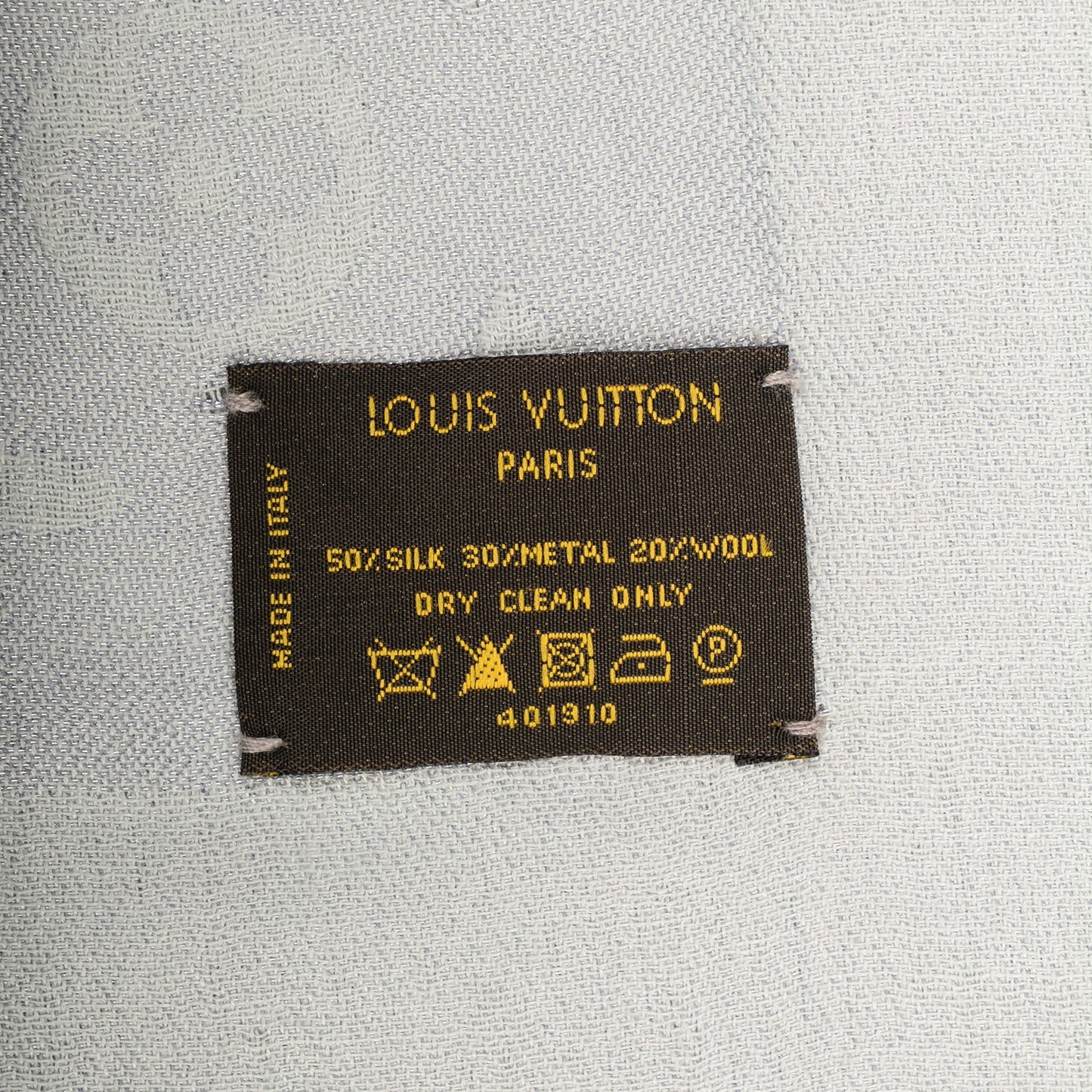 Silk Lurex Wool Monogram Shine Shawl Pearl Grey