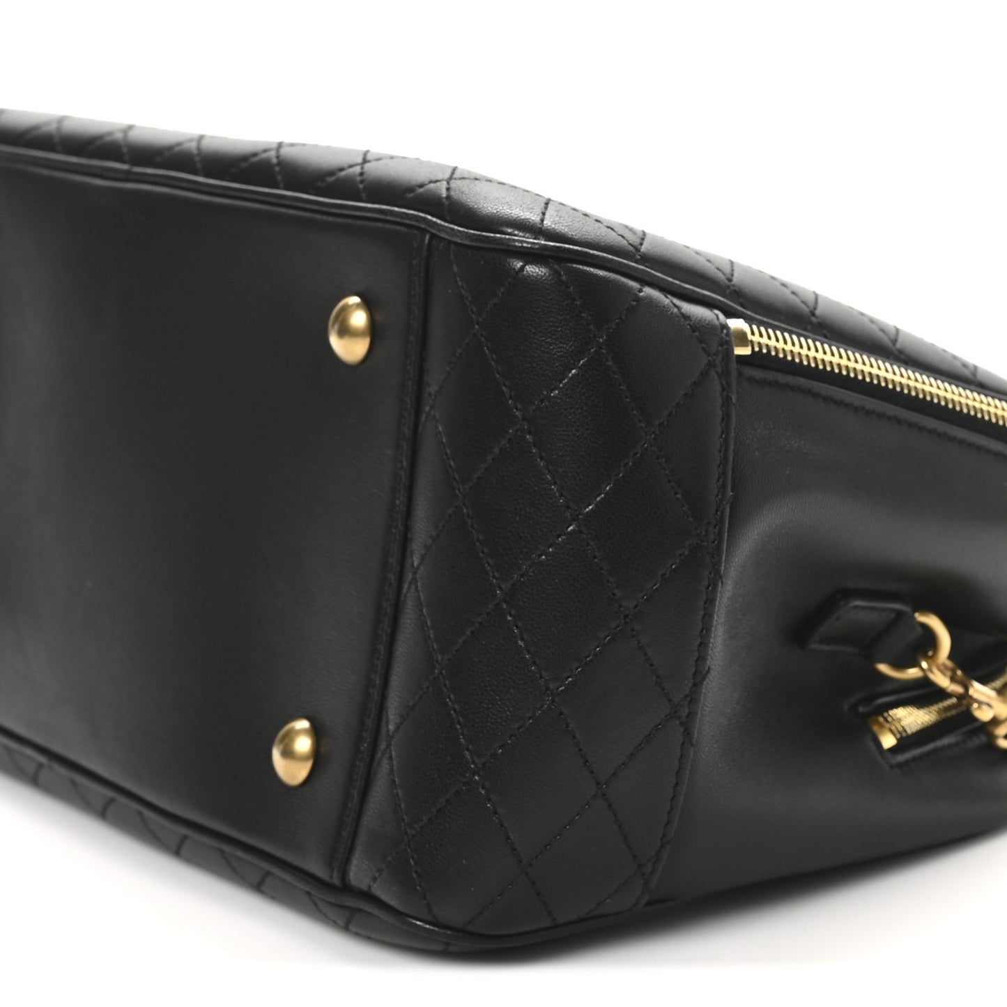 Lambskin Lyia Quilted Duffle Bag Black