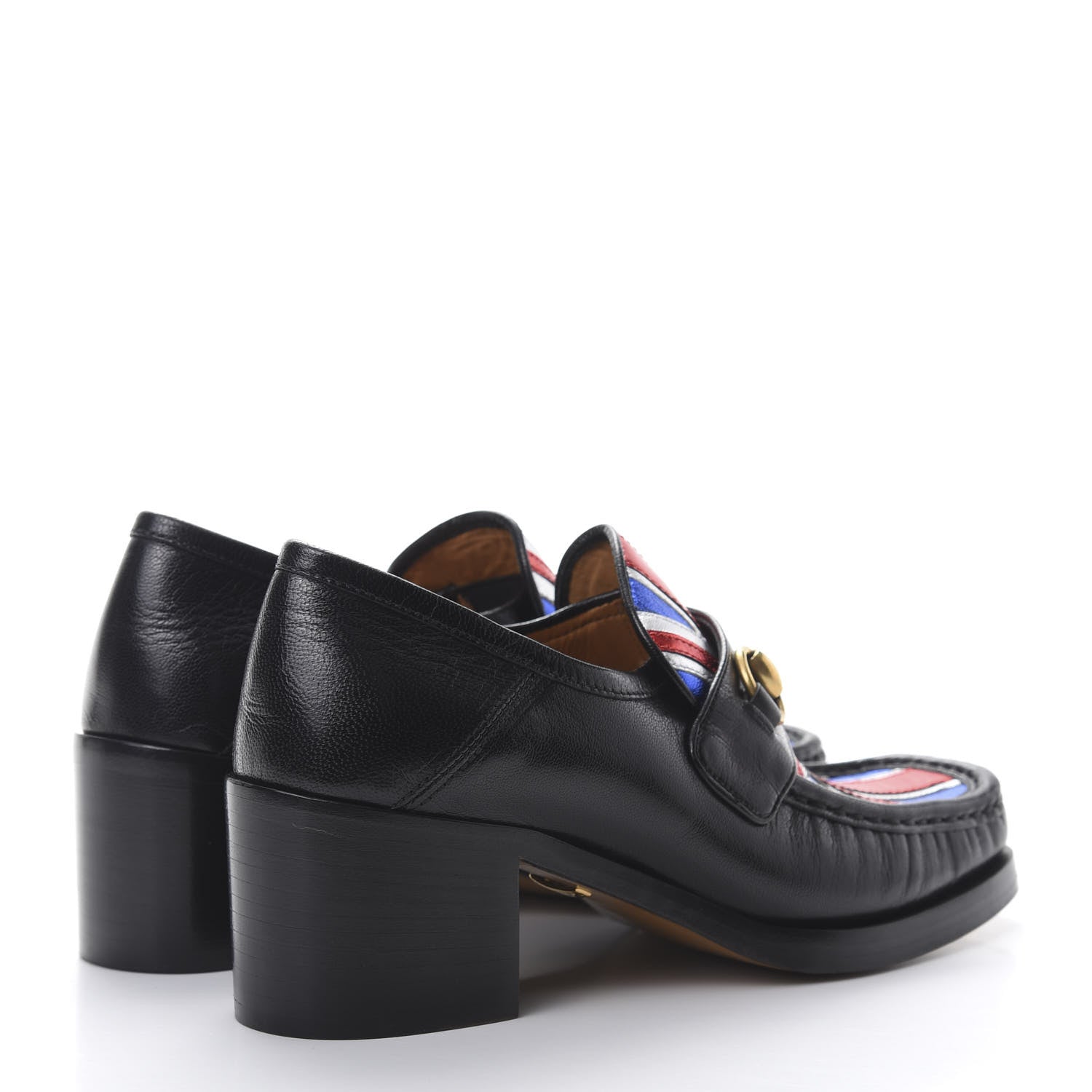 Gucci Lambskin Union Jack Horsebit Loafer Pumps 36.5 Black 4 of 8
