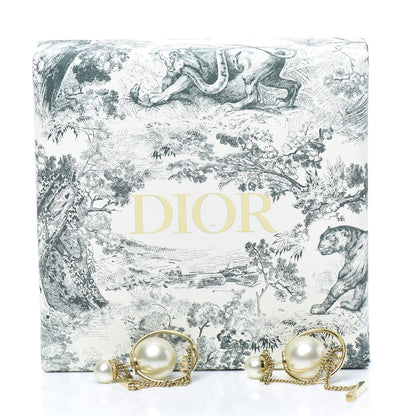 Christian Dior Pearl Tribales Dangle Chain Earrings Gold 6 of 6