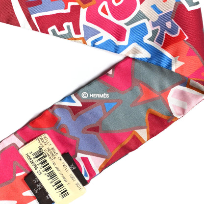 Hermes Silk Graff Graffiti Twilly Rouge Piment White Cobalt 3 of 4