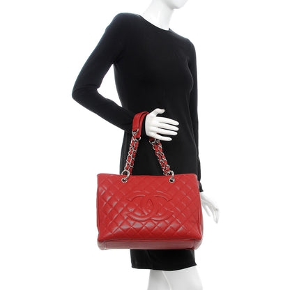 Chanel Caviar Quilted Grand Shopping Tote GST Red 2 of 11