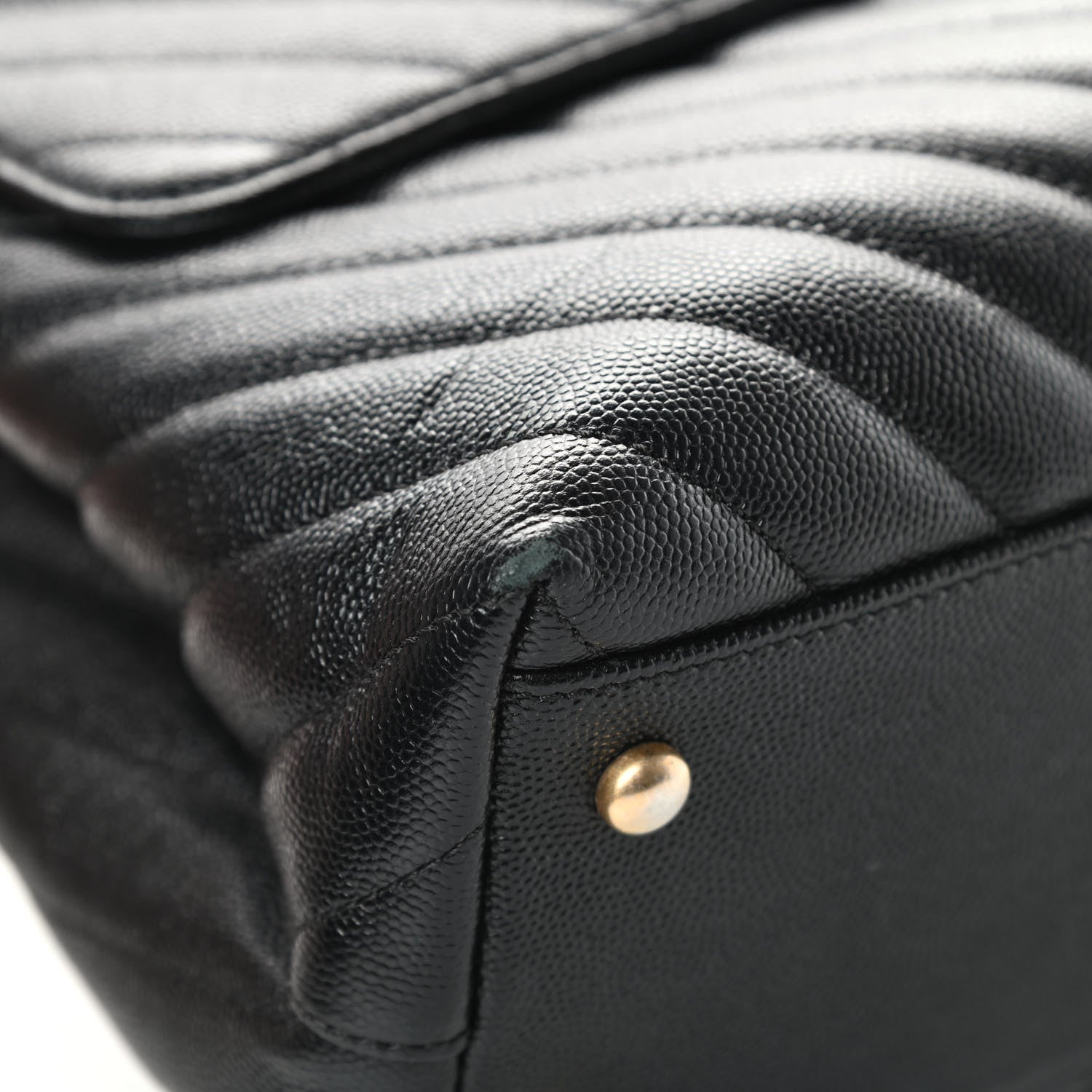 Chanel Caviar Chevron Quilted Medium Coco Handle Flap Black 10 of 16
