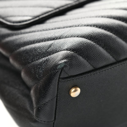 Chanel Caviar Chevron Quilted Medium Coco Handle Flap Black 10 of 16