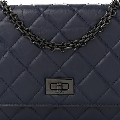 Chanel Aged Calfskin Quilted Reissue Wallet On Chain WOC Navy Blue 9 of 11