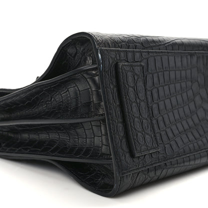 Saint Laurent Calfskin Crocodile Embossed Small Supple Sac de Jour Black 5 of 20