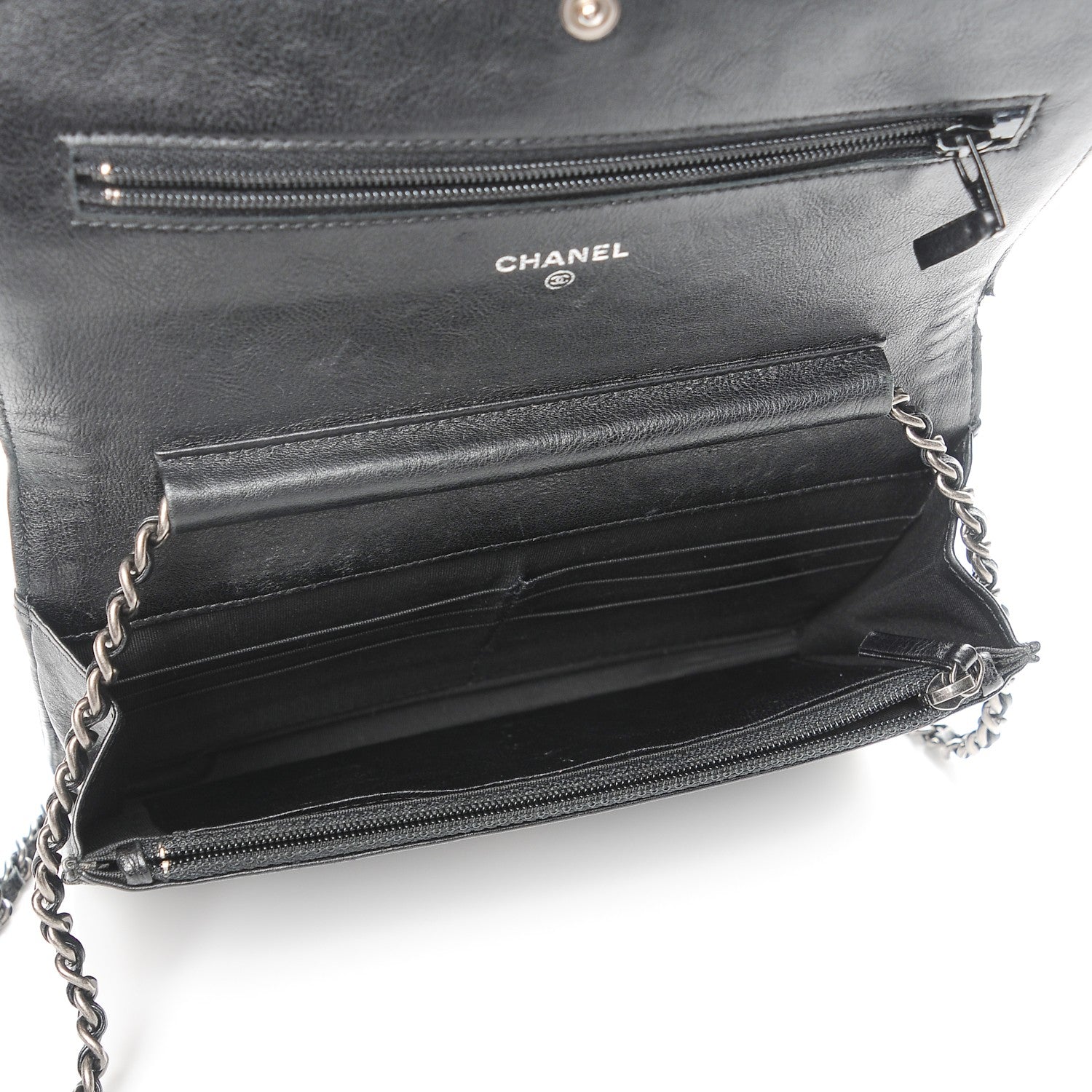 Chanel Calfskin Quilted Chain Around Boy Wallet On Chain WOC Black 5 of 10