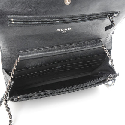 Chanel Calfskin Quilted Chain Around Boy Wallet On Chain WOC Black 5 of 10