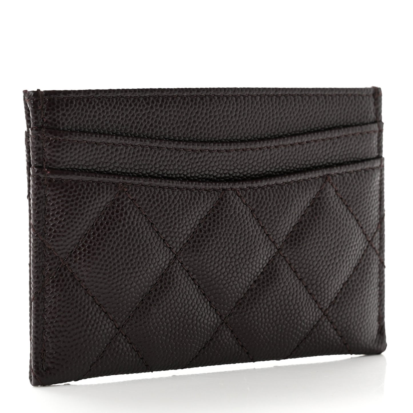 Caviar Quilted Card Holder Dark Brown